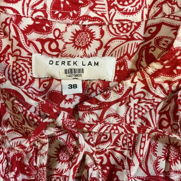 Derek Lam Red Floral Tie Neck Sleeveless Top Women’s Size 38 (US 6) 100% Cotton - Picture 5 of 9